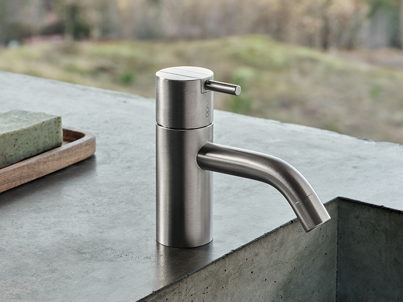 deck-mounted brushed nickle vola faucet